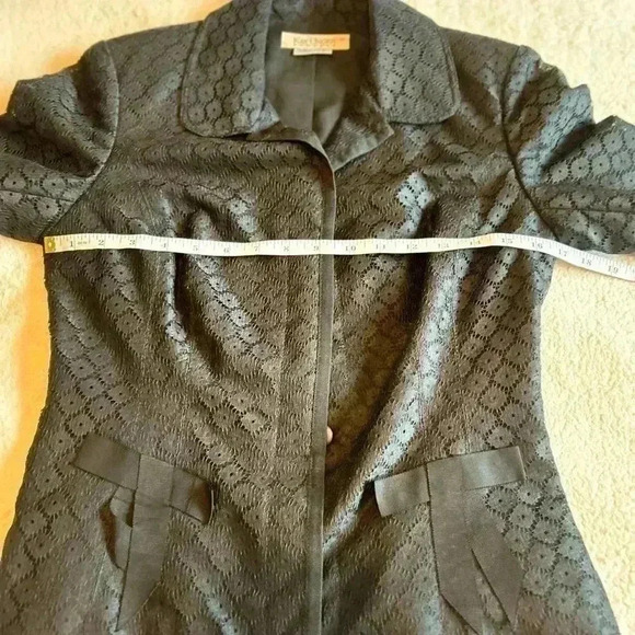 Stunning Kay Unger Black Blazer Lightweight  Fall Lace Bows - Picture 6 of 14